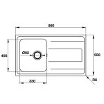 (86cm) Chậu bếp HAFELE inox304, 1 hố, 1 chờ 565.86.341