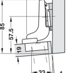 Bản lề Blum cong nhiều giảm chấn gỗ dày 71B9750-9350293 (kèm đế)