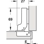 (18-32mm, SM) Bản lề tủ HAFELE cong nửa, giảm chấn gỗ dày SM 315.08.851 (kèm đế)