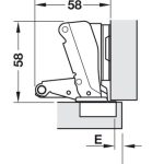 Bản lề cong vừa không giảm chấn Hafele Metalla A 165 độ 311.93.502 (kèm đế)
