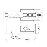 Khoá kẹp chân kính Hafele inox mờ 981.00.400