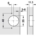 Bản lề giảm chấn Hafele Metalla SM màu đen 315.20.750 (kèm đế 315.98.656)