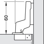 Bản lề cong nhiều (lọt lòng) Metalla 310 A 110 độ, không giảm chấn Hafele cửa gỗ 311.88.532 (kèm đế, màu sáng)