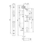 Thân khóa lưỡi gà cho cửa đố nhỏ BS30mm CC92mm HAFELE 911.77.260 (Inox mờ)
