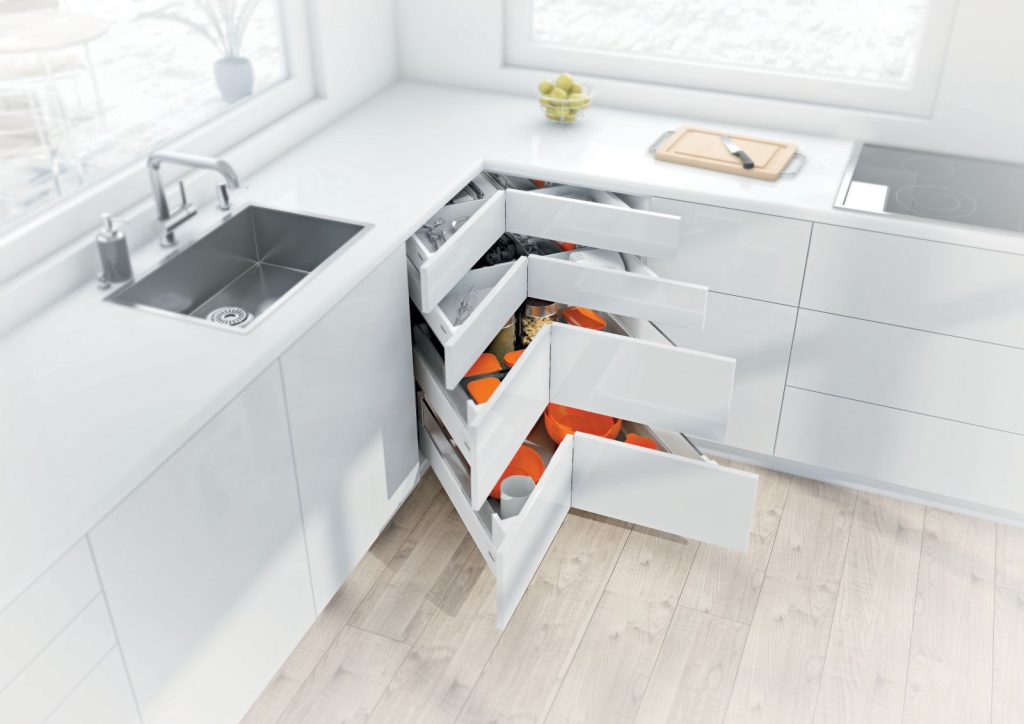 Ngăn kéo góc Space corner Tandembox X1 cao M 83mm 50 kg Blum 3834919 4598906 (50kg)