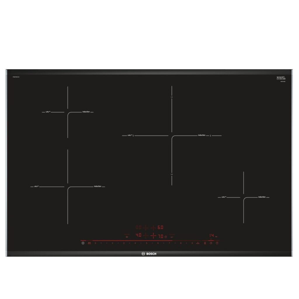 (82cm,7.4kW) Bếp từ BOSCH Series 8 PIE875DC1E, 4 vùng nấu