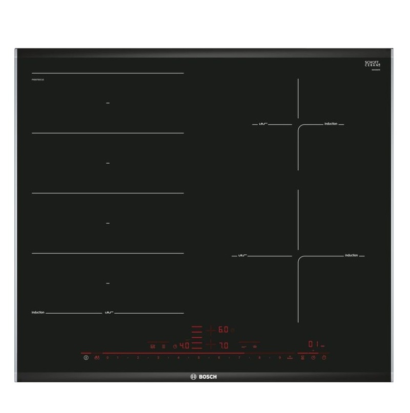 (60cm,7.4kW) Bếp từ BOSCH Series 8 PXE675DC1E, 4 vùng nấu