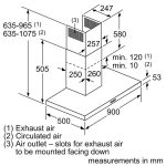 (90cm, T) Hút mùi BOSCH gắn tường chữ T Series 4 DWB97IM50 (739m3/h)