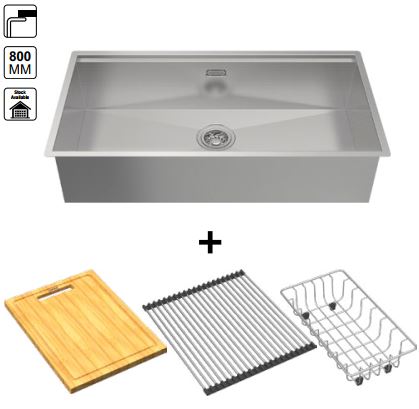 (Combo, 76cm) chậu bếp HAFELE inox304 1 hố 567.24.467 (Satin)
