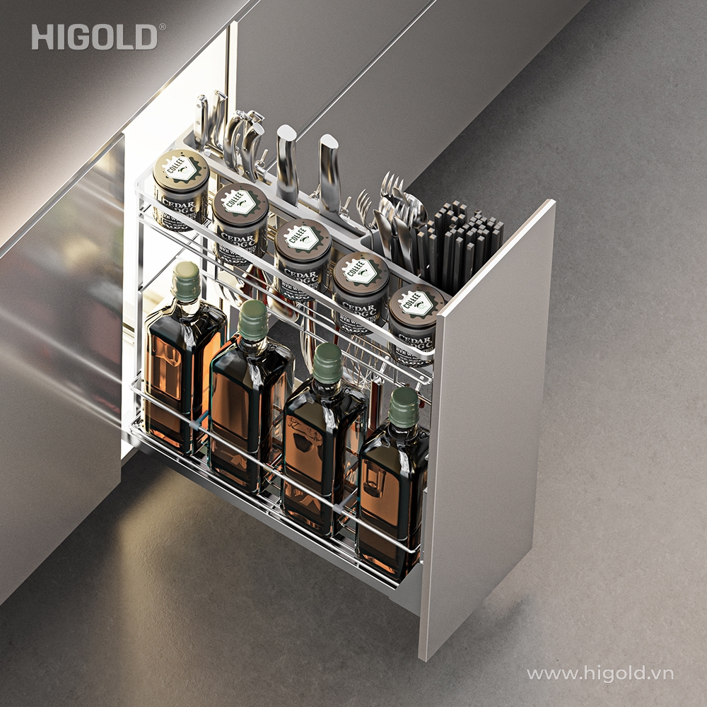 (250-450mm) Giá dao thớt chai lọ HiGold inox304 nan dẹt (Diamond )