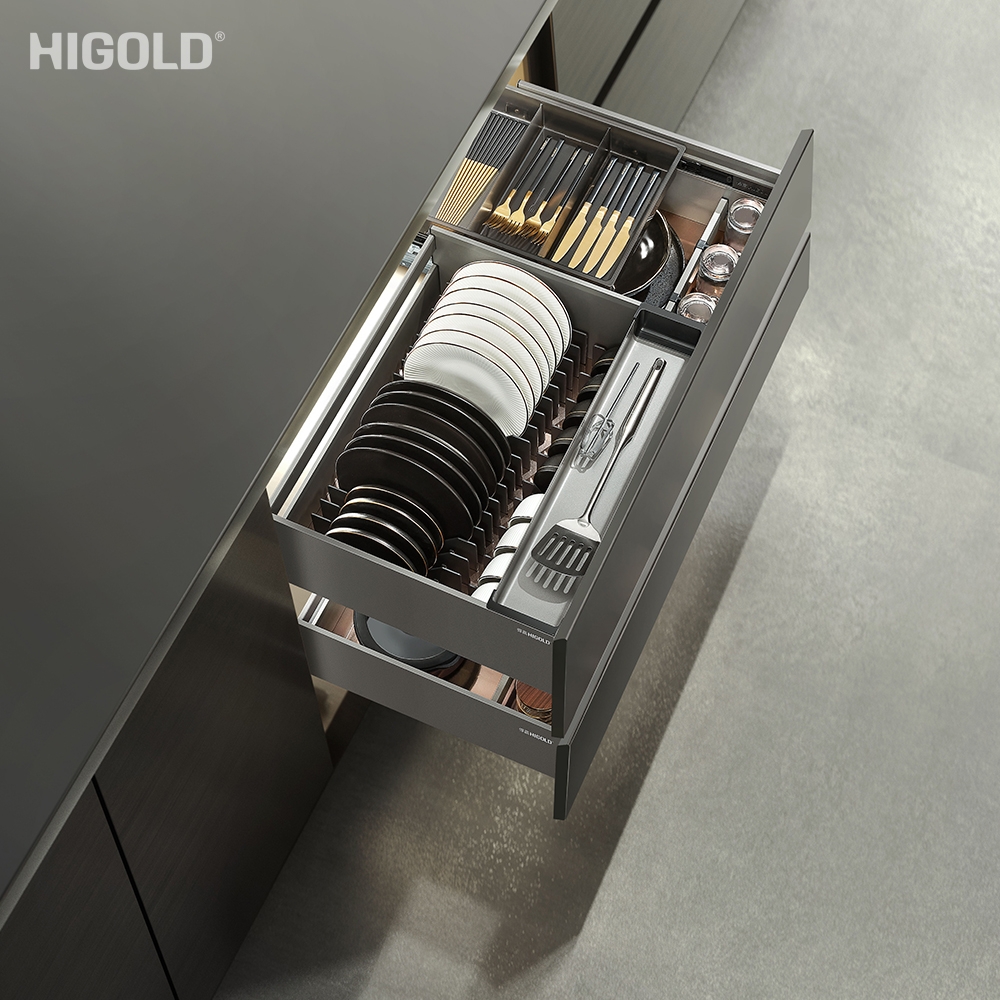 (600-900mm) Giá bát đĩa đa năng tủ dưới HiGold Sheare, khay hộp
