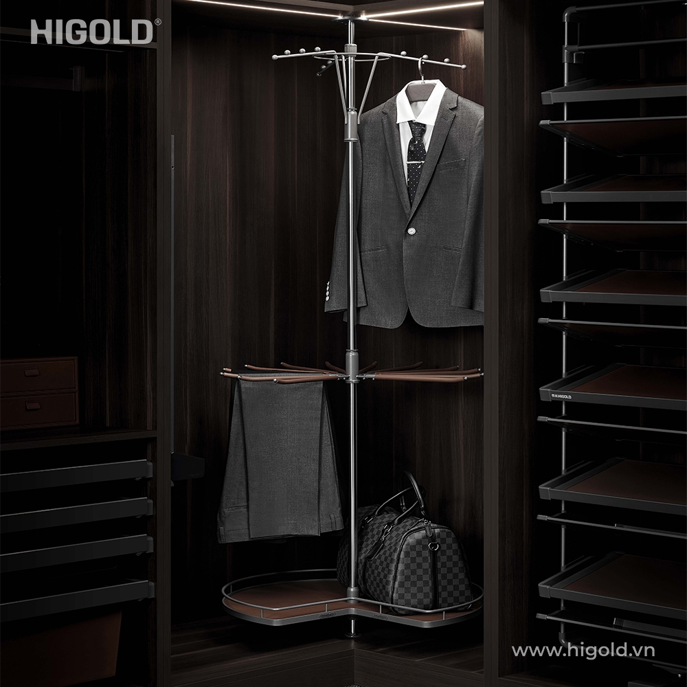 Khung treo quần áo góc tủ, HiGold Series A (Nâu)