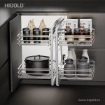 (450mm) Giá góc mở toàn phần HiGold Diamond 2.0, inox304 nan dẹt