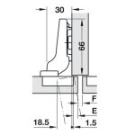 Bản lề Blum Clip-top cong vừa 71M2650-7979793 (kèm đế)