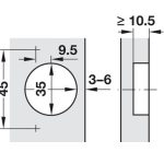 Bản lề Blum Clip-top thẳng 71M2550-3281399 (kèm đế)