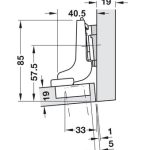 Bản lề Blum thẳng giảm chấn gỗ dày 71B9550-9349303 (kèm đế)