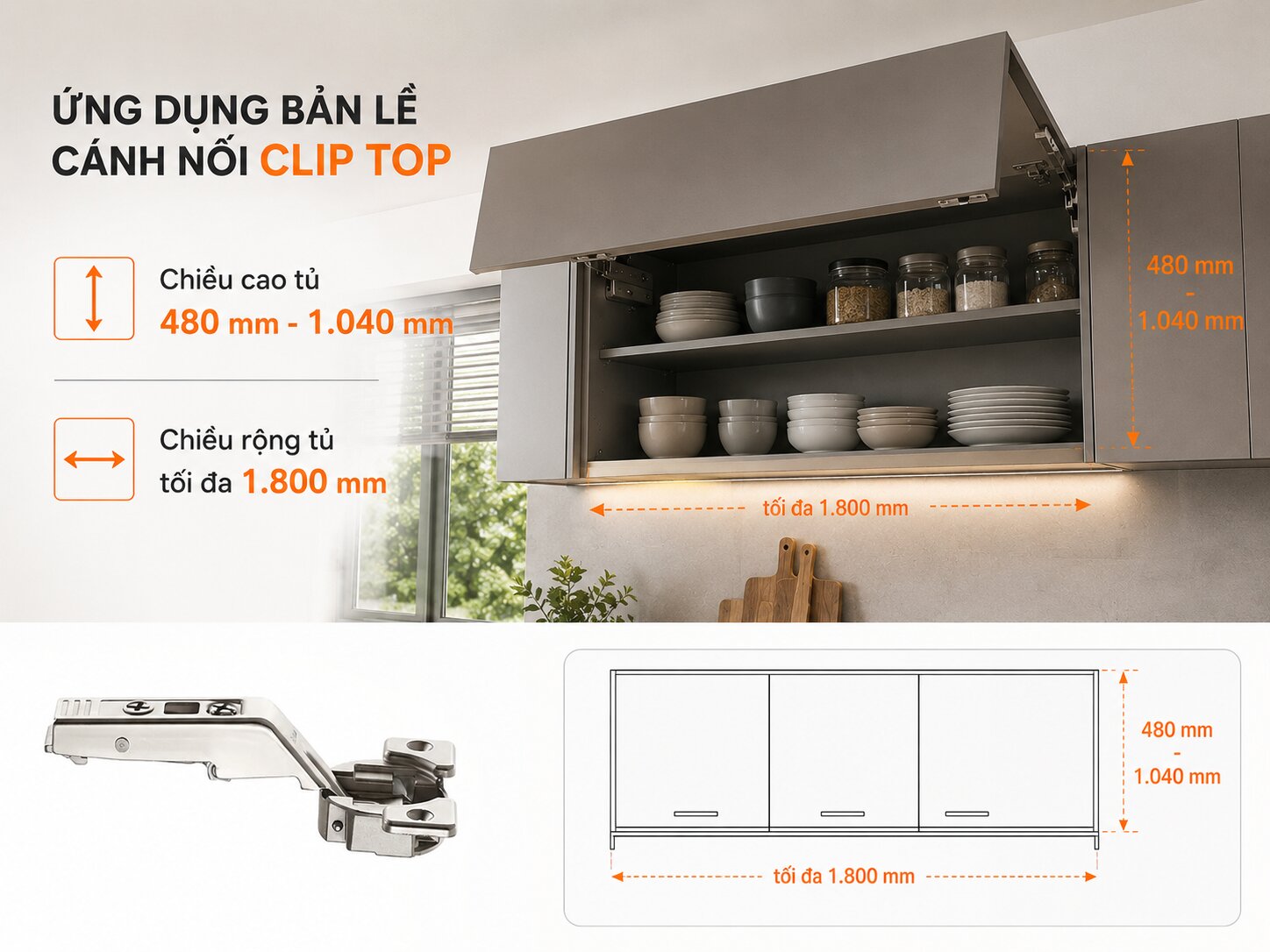 Ứng dụng cho hệ tủ có kích thước đa dạng