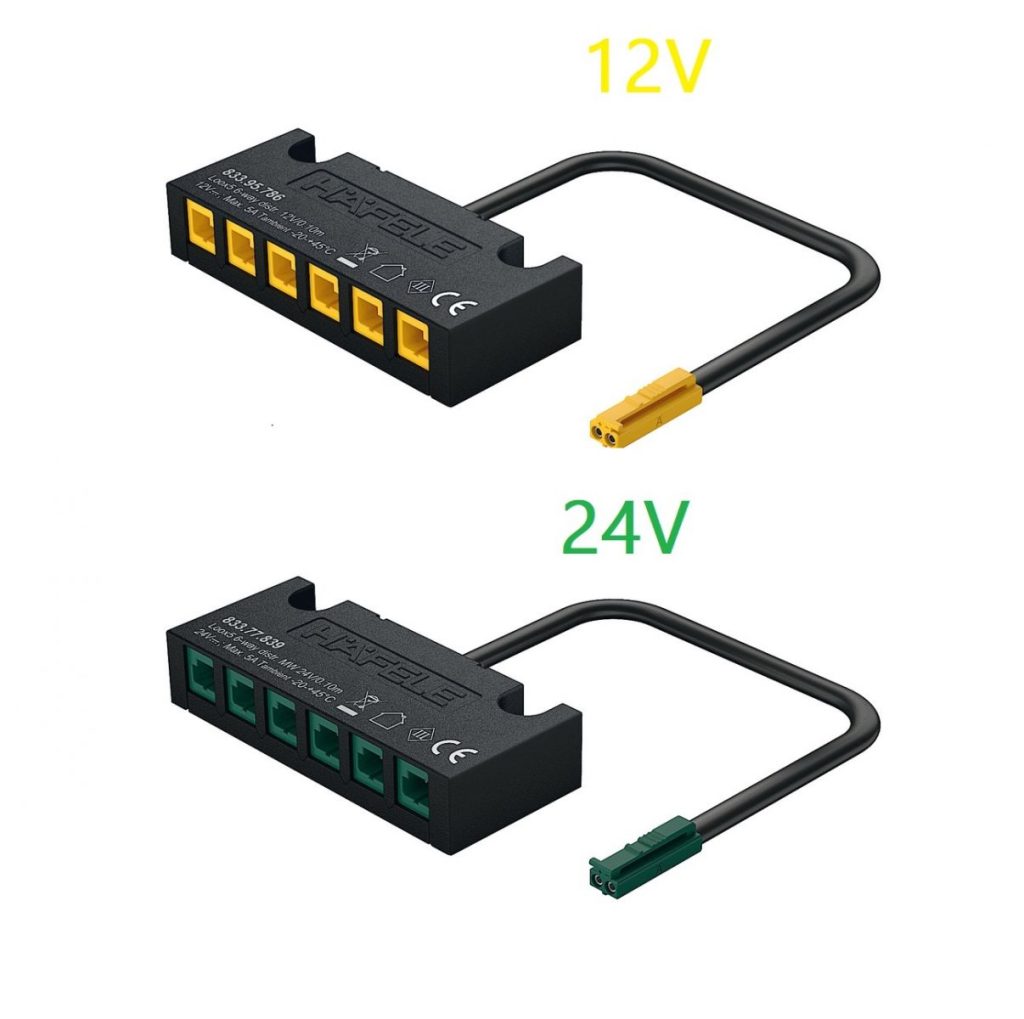 (12/24V, 6 cổng, 0 công tắc) Bộ chia điện áp HAFELE Loox5 IP20