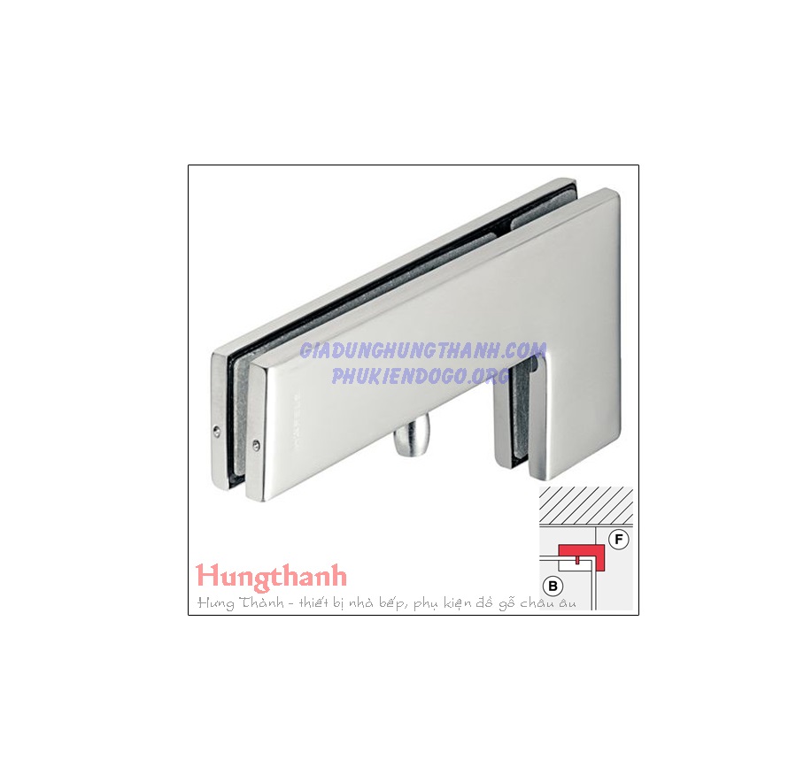 Kẹp kính hình chữ L Hafele inox bóng 981.00.031