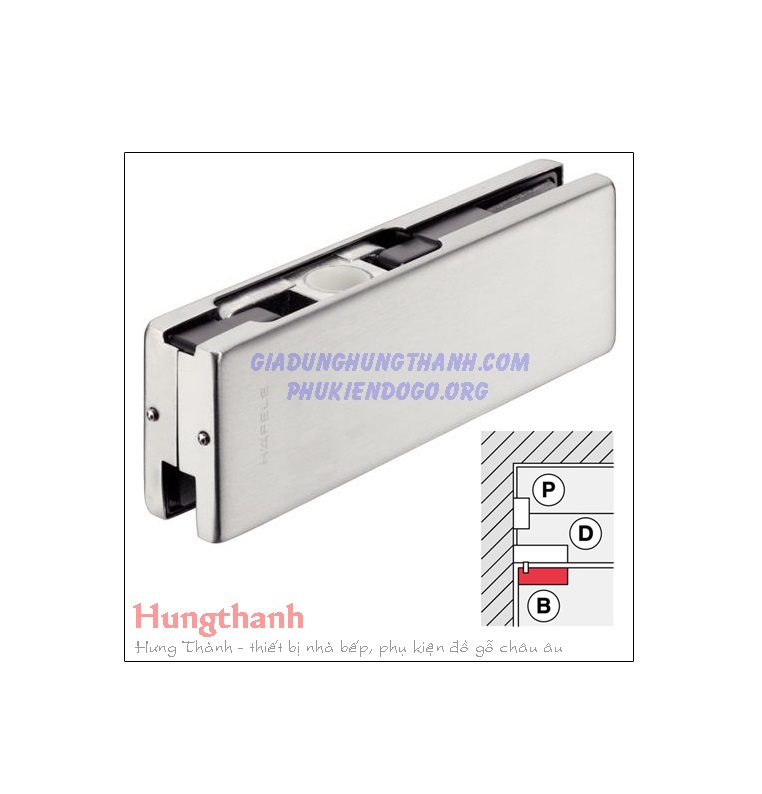 Kẹp kính trên Hafele inox bóng 981.00.011