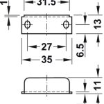 (22mm) Khoá vuông chìa nhựa Hafele 232.01.220