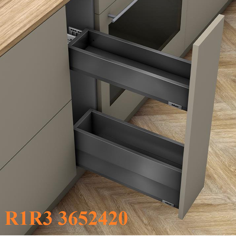 (150-250mm, R2, R3) Ngăn kép hẹp 2 ngăn BLUM Merivobox Space twin