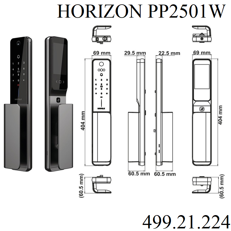 (120mm, FaceID) Khoá điện tử HAFELE PP2501W 499.21.224 (Horizon)