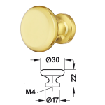 Quả nắm tủ HAFELE 137.60.837 đồng (Vàng bóng)