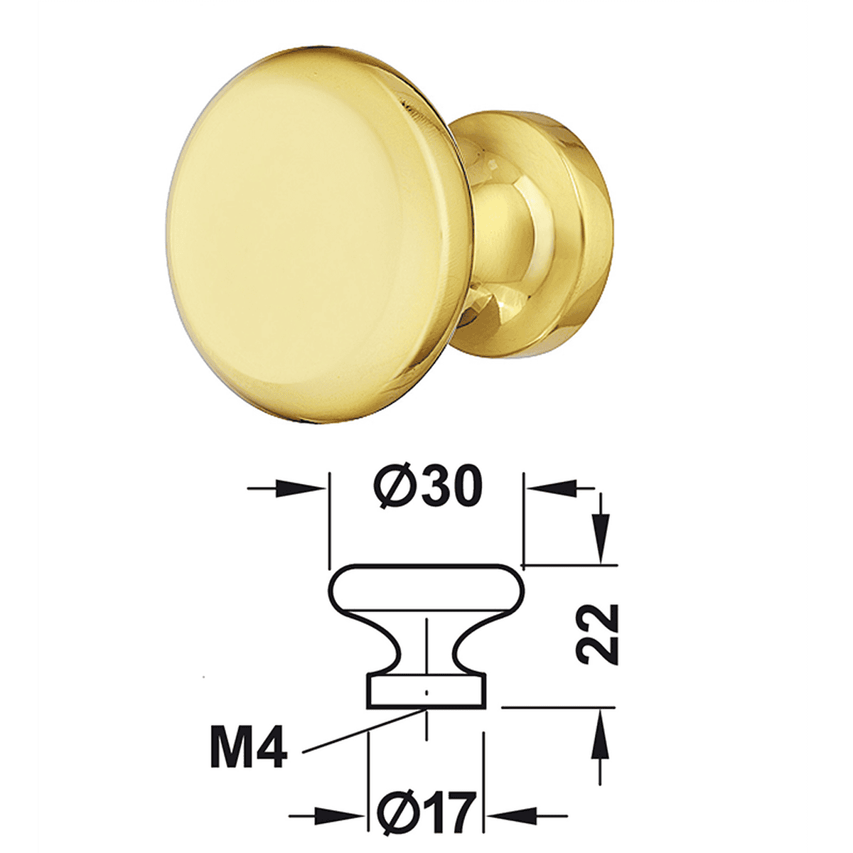 Quả nắm tủ HAFELE 137.60.837 đồng (Vàng bóng)