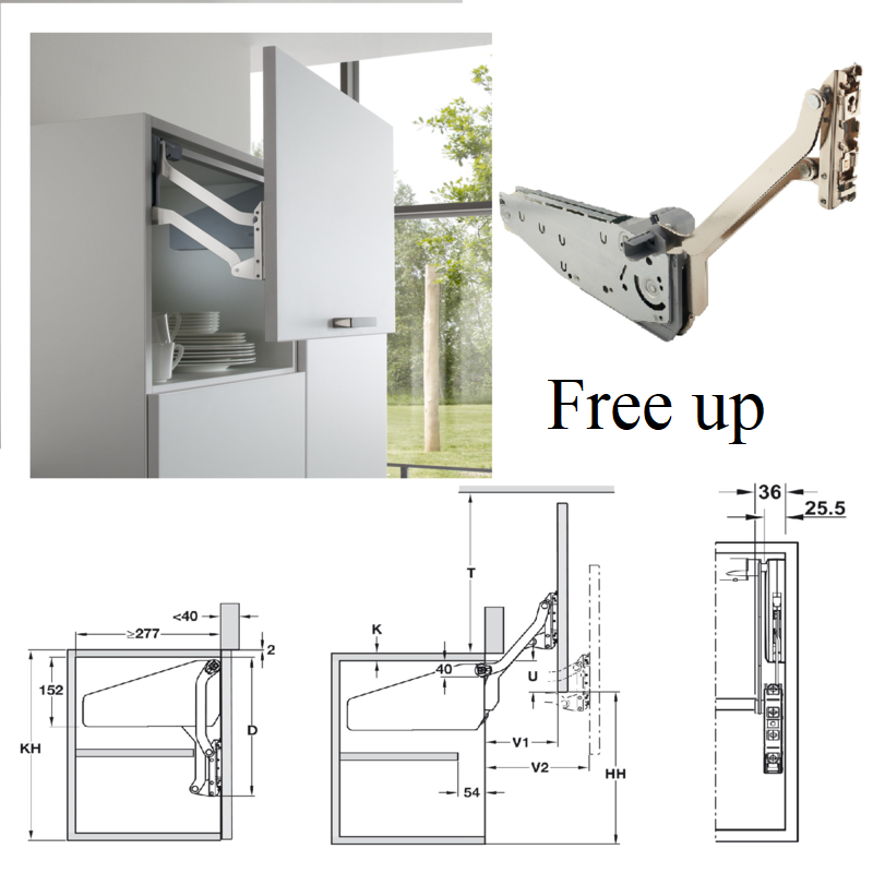 (H600mm,9.7kg) Tay nâng cánh đơn HAFELE Free up