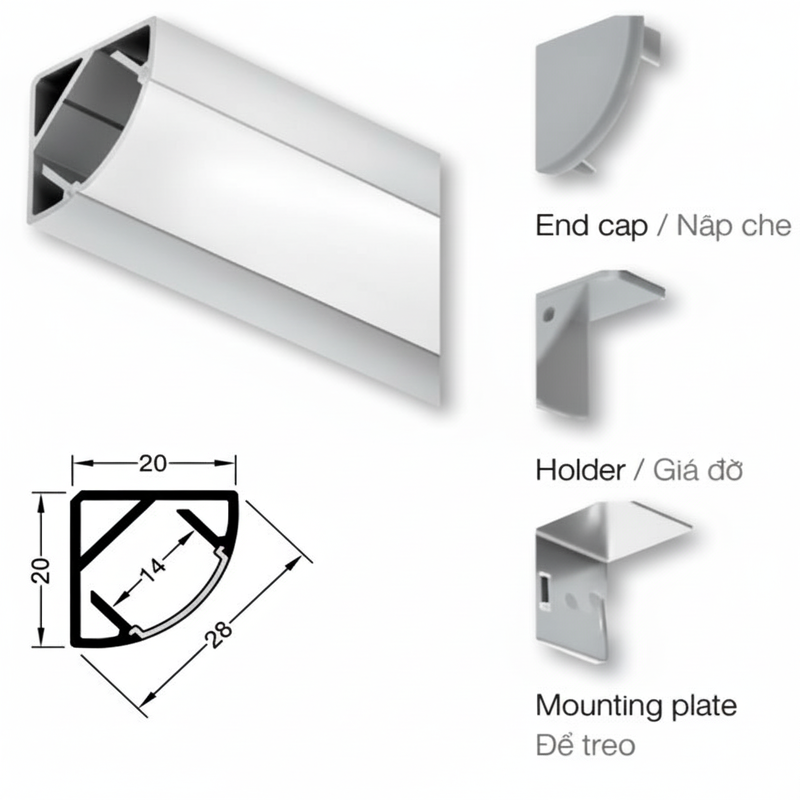 Máng góc đèn led HAFELE 833.72.987 (2500mm)