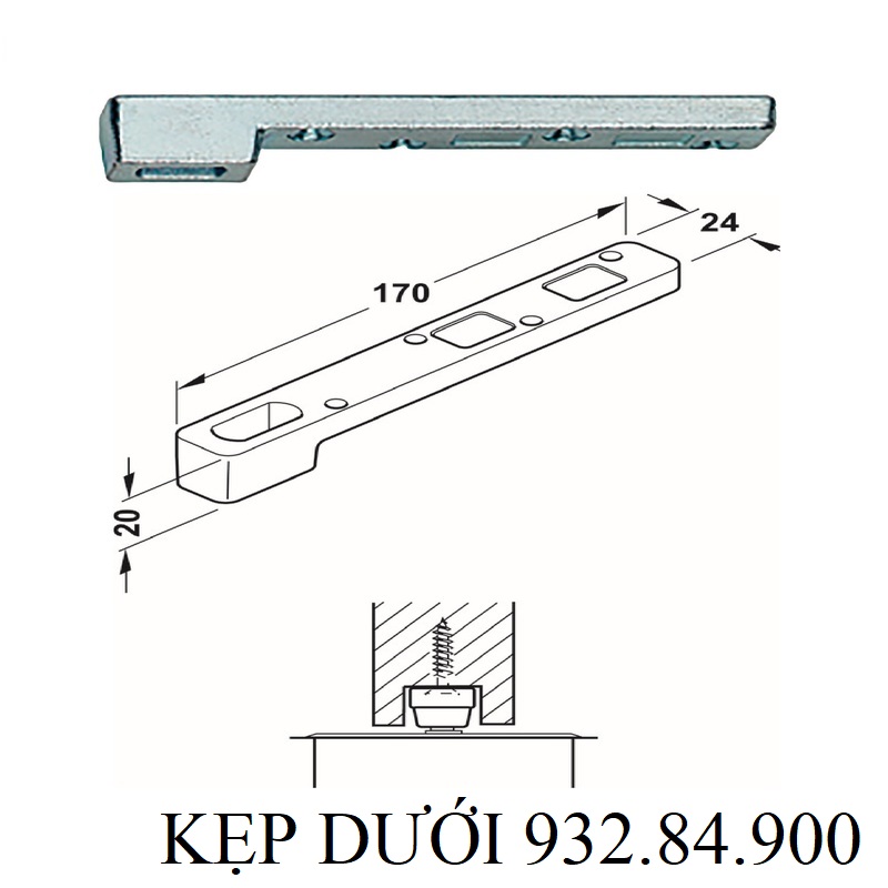 Bas kẹp dưới bản lề sàn HAFELE 932.84.900