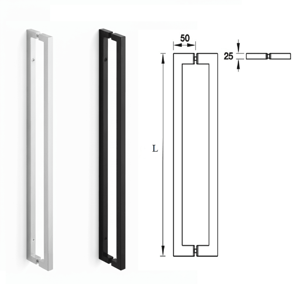 (CC.450-1075, L.475-1100mm) Tay nắm kéo HAFELE vuông