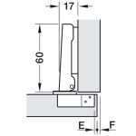 Bản lề thẳng (trùm ngoài) Metalla 310 A 110 độ, không giảm chấn Hafele cửa gỗ 311.88.530 (kèm đế, màu sáng)