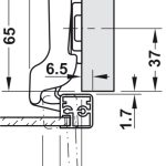 (Khung nhôm, B ) Bản lề cửa tủ HAFELE giảm chấn, nửa cho khung nhôm hẹp 315.26.711 (kèm đế, màu đen)