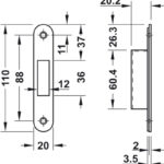 (BS55mm) Thân khóa cửa trượt HAFELE 911.26.292 (inox mờ)