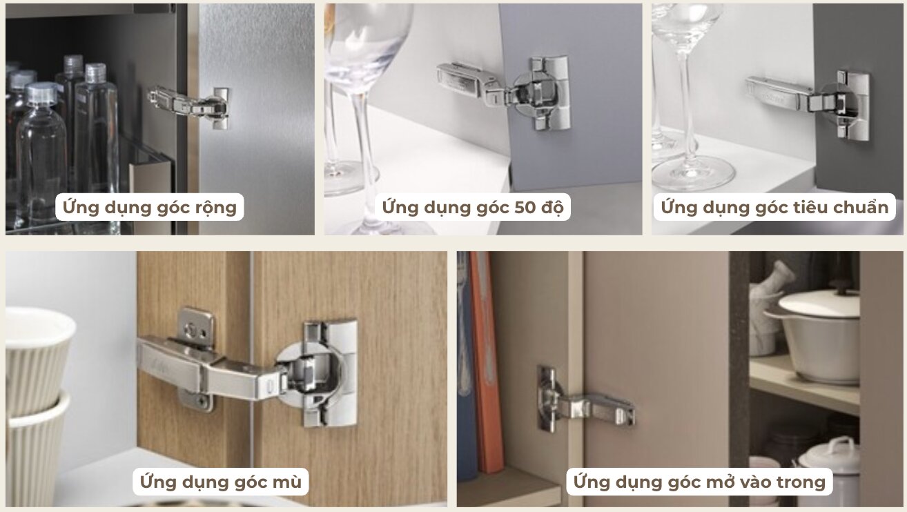 Ứng dụng bản lề Blum lắp đặt cho tủ bếp