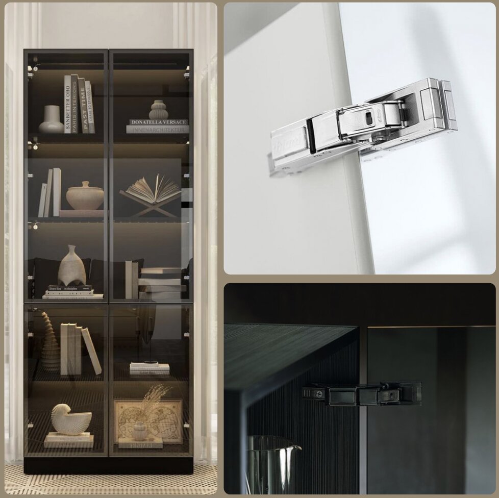 Ứng dụng bản lề Blum để lắp đặt tủ trang trí, đựng đồ cho phòng khách