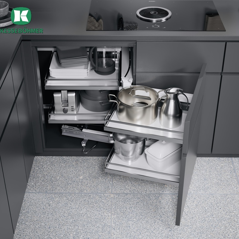 (K, 450mm, trái) Rổ góc Kesseböhmer 546.17.005 Magic corner (Xoay phải)