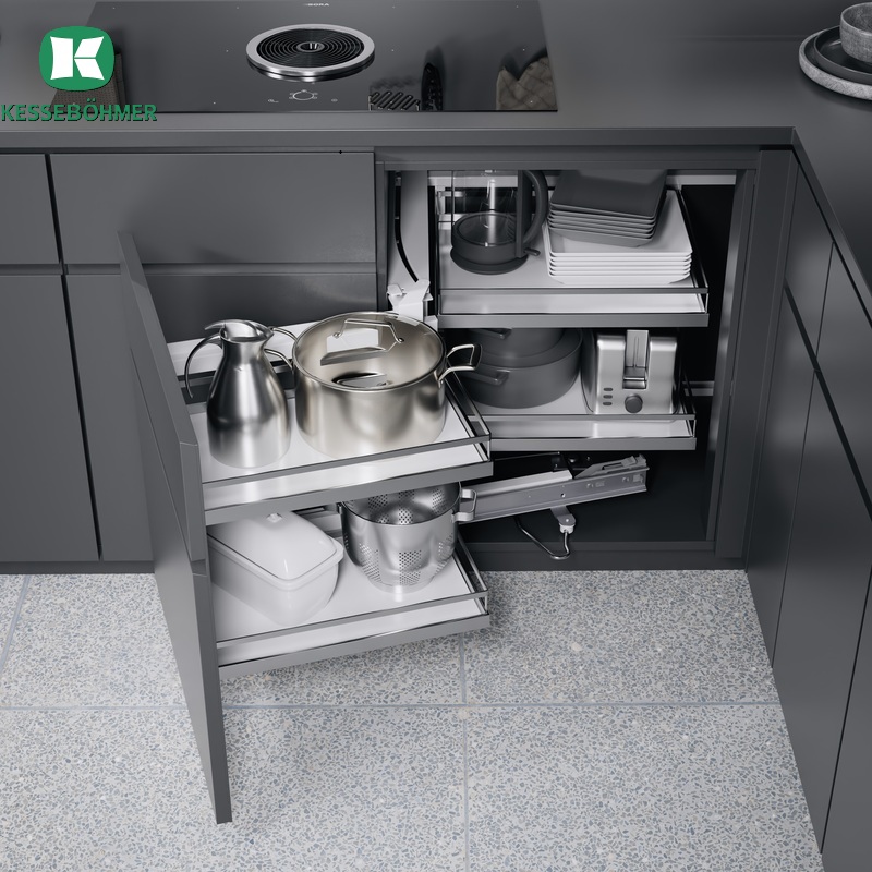 (K, 450mm, trái) Rổ góc Kesseböhmer 546.17.004 Magic corner (Xoay trái)