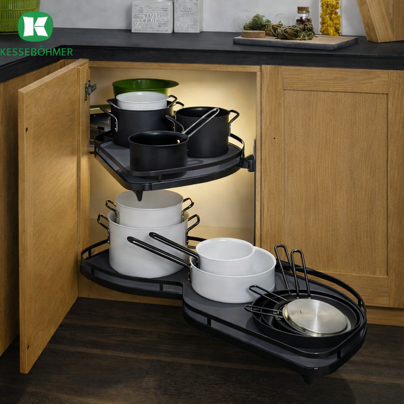 (K, 450mm, phải) Rổ góc Kesseböhmer 541.29.480 Lemans II (Xoay phải)