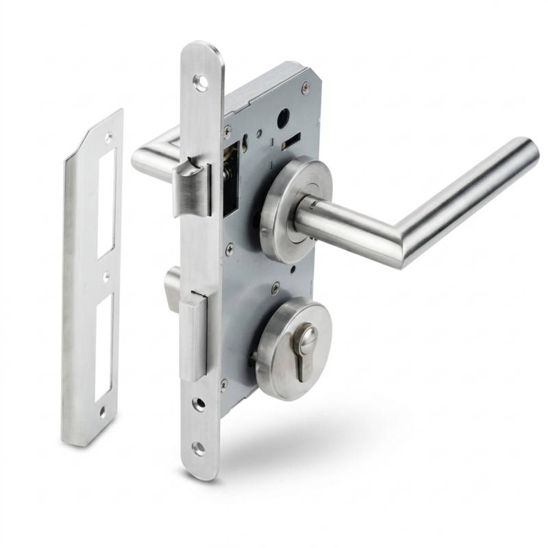 (WC, 55/72mm) Bộ khoá tay nắm gạt HAFELE 489.10.660 (inox)