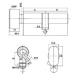 (Oval WC, 60-65mm) Ruột khoá HAFELE 1 đầu vặn 489.56.006 489.56.007