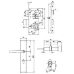 (55/72,65mm) Bộ khoá tay gạt HAFELE đế dài 499.62.503 (inox)