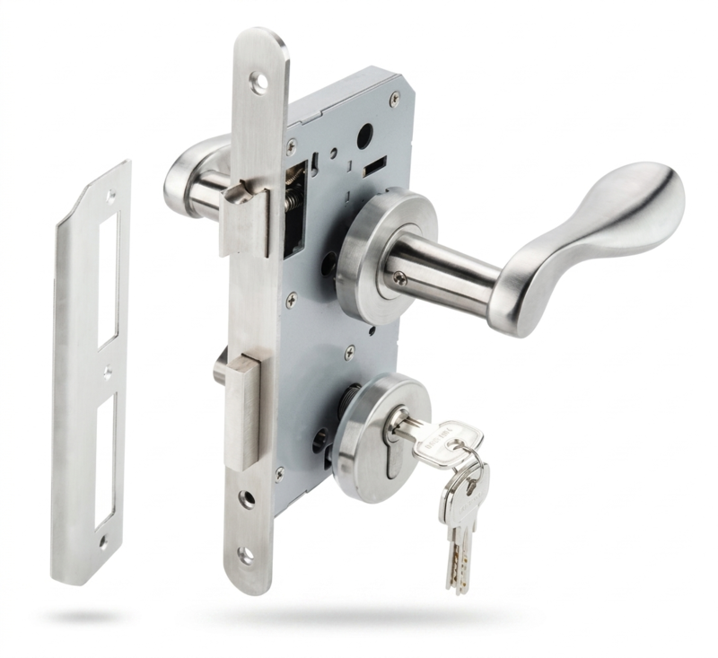 (55/72,65mm) Bộ khoá tay gạt HAFELE 499.63.802 (inox)