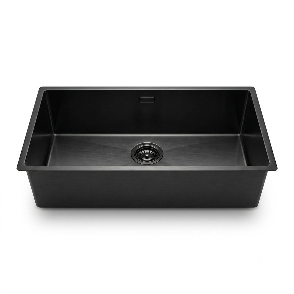 (760mm, đen) Chậu bếp inox HAFELE 567.24.483 R25 HS25-SSN1S-760 Nano PVD