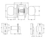 (WC,35-50mm) Bộ khoá tay nắm tròn HAFELE 911.64.684 (nhỏ)