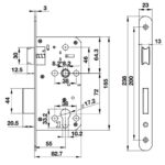 (BS55/CC72mm) Thân khóa HAFELE 489.10.560 (inox mờ)