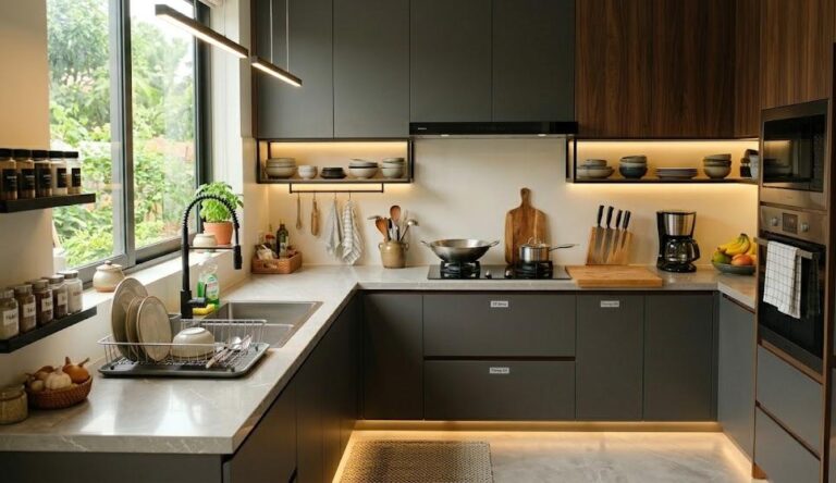 Không gian bếp với đầy đủ phụ kiện cần thiết