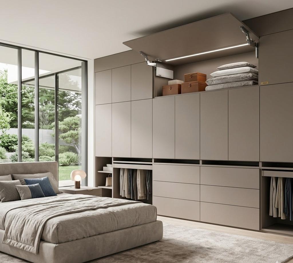 Tay nâng Blum 1 cánh ứng dụng trong phòng ngủ